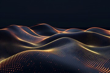 Abstract Glowing Particle Wave Landscape Design