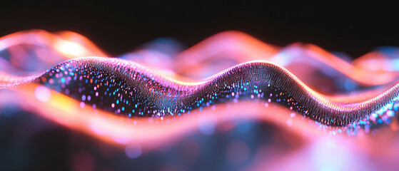 Poster - Dynamic representation of abstract 3D data visualizations with vibrant neon colors