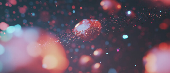 Poster - Dynamic 3D data visualizations with glowing particles create an abstract background