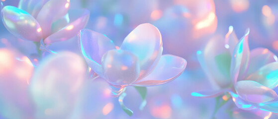 Aufkleber - Glowing 3D flowers create a magical atmosphere with radiant beauty and ethereal charm
