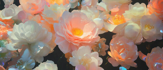 Poster - Colorful display of abstract flowers with hidden meanings and visual puzzles