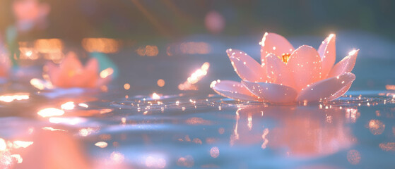 Aufkleber - Vibrant expression of abstract 3D flowers with glitter particles and a luxurious atmosphere