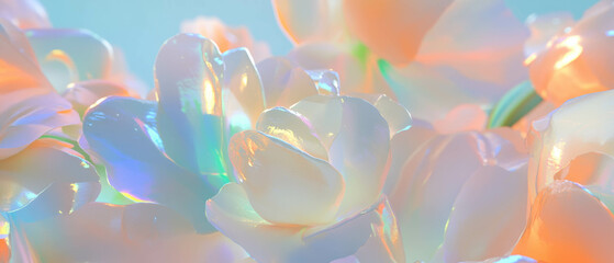 Aufkleber - Vibrant 3D abstract flowers with smooth gradients and harmonious color transitions