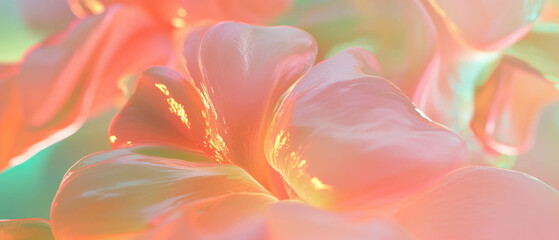 Poster - Abstract 3D flowers showcasing organic shapes with smooth transitions and harmonious colors