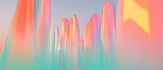 Poster - Abstract visualization of data frequency with 3D colorful histograms and statistical analysis