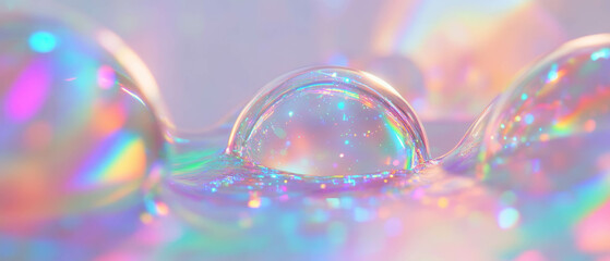 Poster - Exploring the mesmerizing effect of holographic spheres with iridescent glitter background