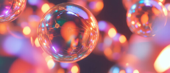 Poster - Abstract design of interconnected spheres and glowing networks showcasing global connectivity