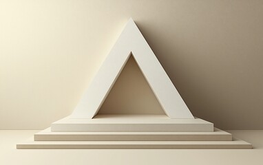 Poster - Minimalist triangle podium on steps.