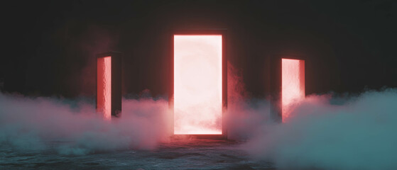Poster - Mysterious portals surrounded by flowing smoke create an otherworldly atmosphere