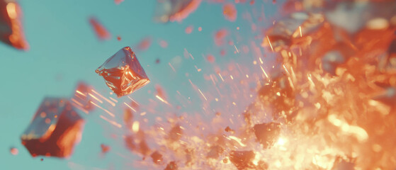 Aufkleber - Dynamic smoke explosions creating fragmented abstract patterns and energy effects