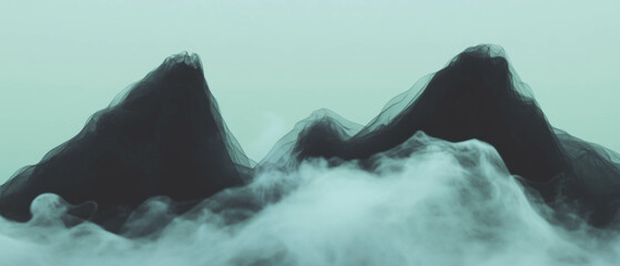 Poster - 3D smoke envelops geometric shapes for a modern abstract design