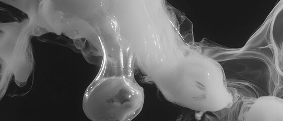 Aufkleber - 3D smoke transforms and evolves into fluid shapes with abstract movement