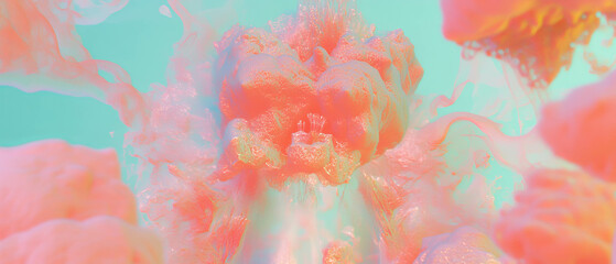 Aufkleber - Mesmerizing fractal patterns in vibrant 3D smoke background with intricate details