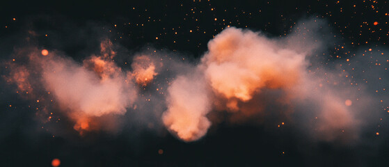 Poster - Enchanting 3D smoke background with glowing particles for creative designs and projects