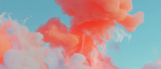 Poster - Dynamic 3D abstract background featuring smoke and particles in vibrant colors