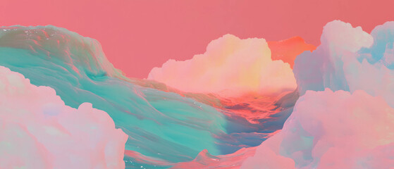 Poster - Surreal landscapes of 3D sound waves creating dreamlike scenery