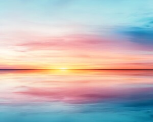 Wall Mural - a breathtaking view of a serene sunrise illuminating the ocean, featuring soft pastel colors in the 