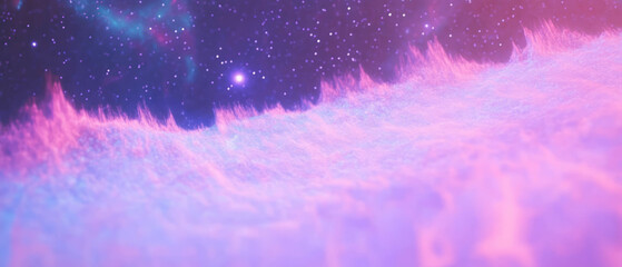 Poster - Celestial sound waves flow through a vibrant cosmic landscape filled with stardust