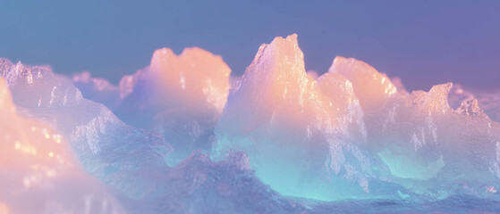 Poster - Abstract depiction of sound waves and frozen textures in a serene cold environment