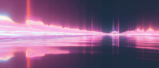 Poster - Abstract representation of 3D sound waves with metallic reflections in a futuristic style