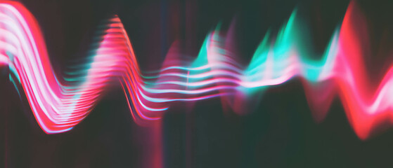 Poster - Vibrant abstract representation of sound waves with electric neon colors in motion