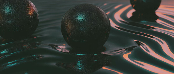 Poster - Suspended spheres of glitter in serene zero gravity wonderland