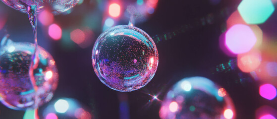 Poster - Spheres of glitter in zero gravity create a serene space atmosphere