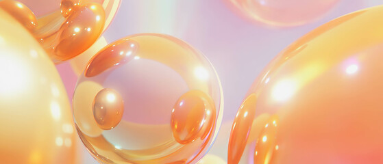 Aufkleber - Abstract background of 3D spheres interacting and creating dynamic light effects