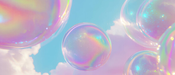 Poster - Dreamy abstract background featuring spheres of clouds and sparkling textures with ethereal beauty