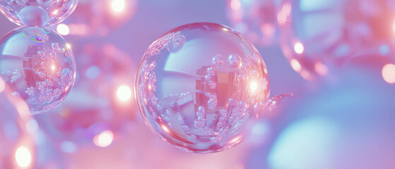 Poster - Dynamic reflections of urban life in abstract spheres showcasing energy and modernity