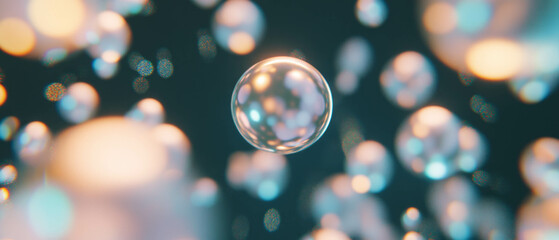 Poster - Cosmic spheres floating in a mesmerizing space filled with glitter and stardust