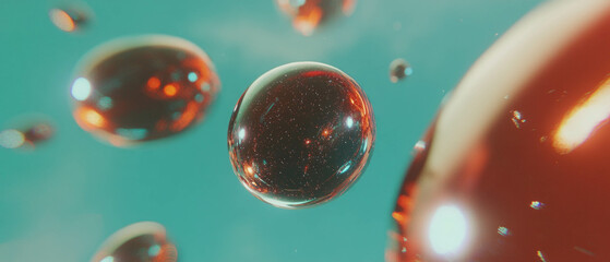 Poster - Vast cosmic background of 3D spheres with glowing textures and stardust