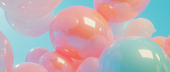 Aufkleber - 3D spheres in vibrant colors create a dynamic abstract composition with central empty space