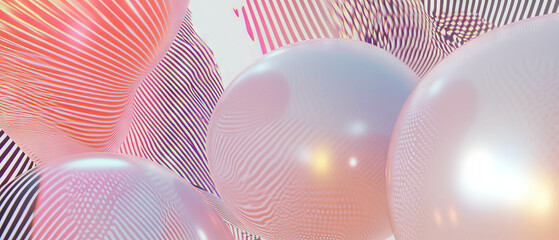 Poster - Dynamic abstract background featuring 3D spheres with geometric patterns and vibrant colors