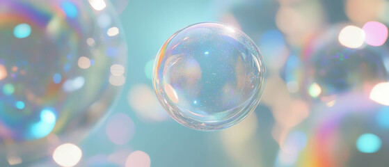 Poster - Intriguing abstract background with 3D glitter spheres creating optical illusions