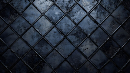 Poster - A textured, dark surface featuring diamond-shaped tiles, presenting a moody and industrial aesthetic