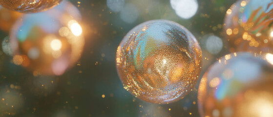 Poster - Intricate patterns of 3D spheres with glitter creating a mesmerizing abstract background