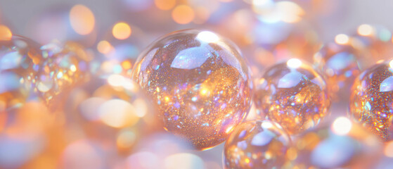 Poster - Intricate patterns of glittering 3D spheres create a captivating abstract background design