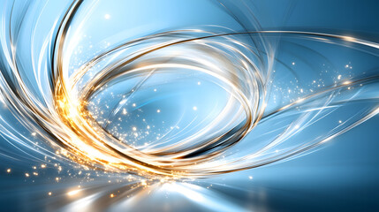 Poster - A mesmerizing swirl of light and color, featuring glowing lines and sparkles against a soft blue background