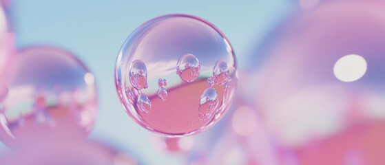 Poster - Unique 3D spheres exhibit a surreal atmosphere with a glittery background reflecting surroundings