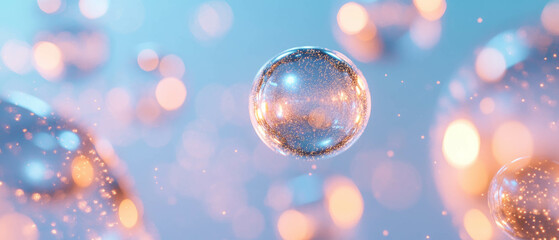 Poster - This design showcases glowing spheres filled with internal light and shimmering particles