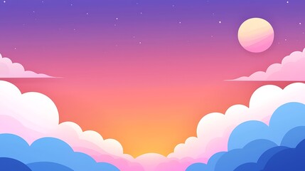 Poster - A breathtaking view of colorful clouds at sunset, showcasing vibrant pink and blue hues against the evening sky. Perfect for nature and landscape themes.