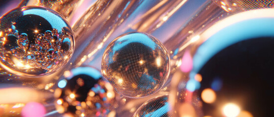 Poster - Mysterious allure of 3D spheres with metallic glitter and polished surfaces