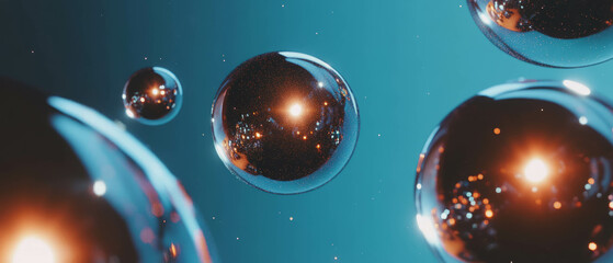 Poster - Luxurious abstract background with 3D spheres and shimmering textures for elegant designs