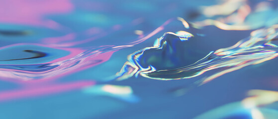 Poster - Serene waves reflect vibrant skies in calming blue water background