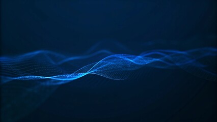 Aufkleber - Beautiful abstract wave technology digital network background with blue light digital effect, corporate concept, futuristic data flow connection visualizatio,n internet communication backdrop