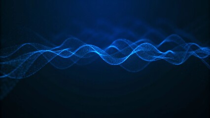 Aufkleber - Beautiful abstract wave technology digital network background with blue light digital effect, corporate concept, futuristic data flow connection visualizatio,n internet communication backdrop
