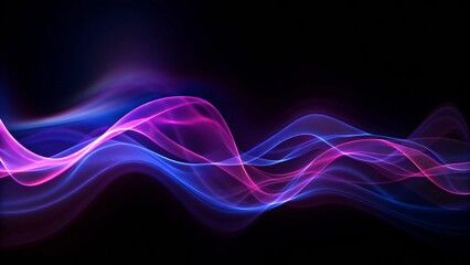 Fototapete - Big neon speaking sound sine wave background, abstract audio waveform visualization, glowing lines on dark, futuristic technology concept for music, signal, and digital sound design