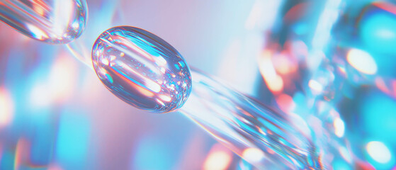 Poster - Dreamy blue gradient background with blurred light leaks creating a soft atmosphere
