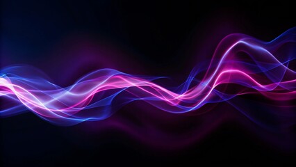 Fototapete - Big neon speaking sound sine wave background, abstract audio waveform visualization, glowing lines on dark, futuristic technology concept for music, signal, and digital sound design